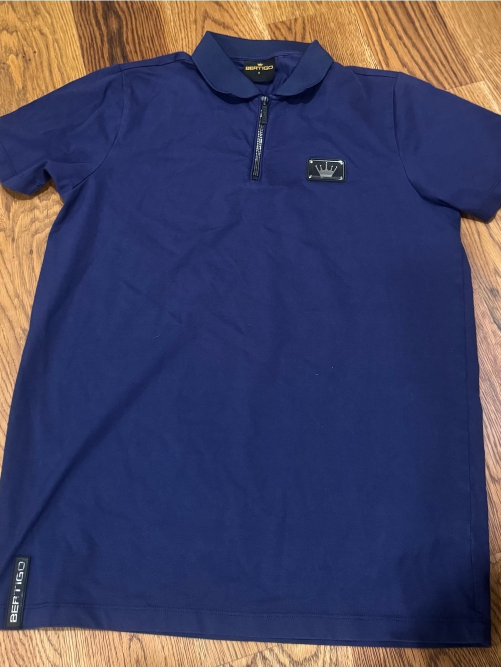 Bertigo Men's Navy Zip Polo Shirt